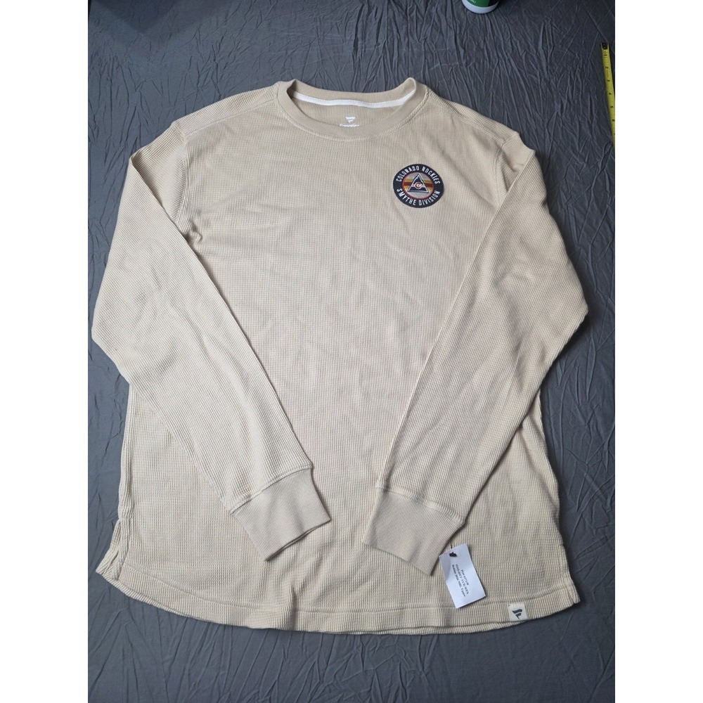 NEW Fanatics Colorado Rockies Waffle Knit Thermal Crewneck Shirt Men's Large